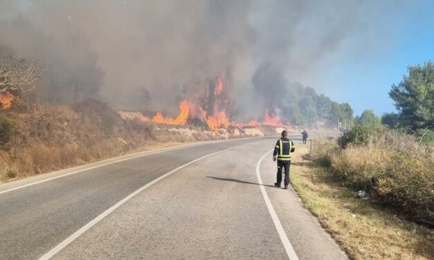 Ein Feuer verbrennt 15.000 Quadratmeter Land in der Nähe einer Wohnsiedlung zwischen Xàbia und Benitatxell