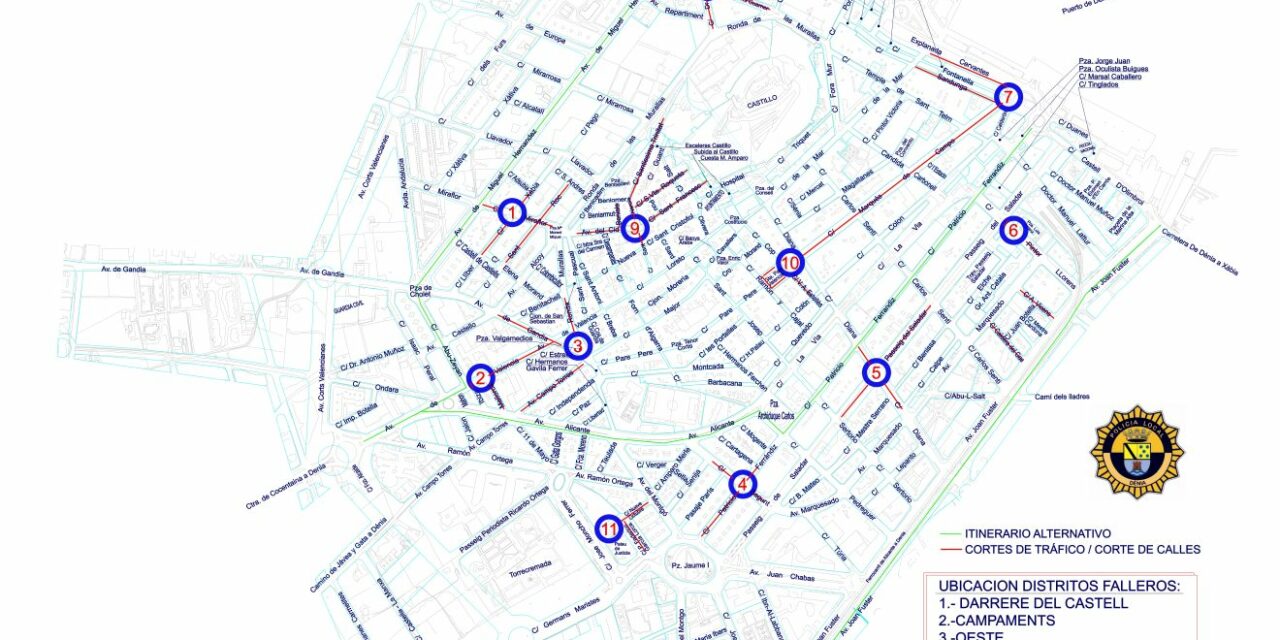 Diese 40 Straßen werden in Dénia wegen der Falles für den Verkehr gesperrt